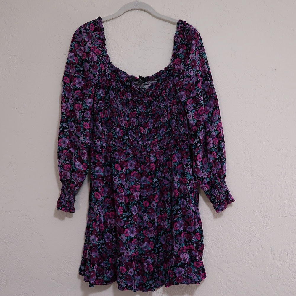 Wild Fable: Long Sleeve Smocked Top Mini Dress - Size XL